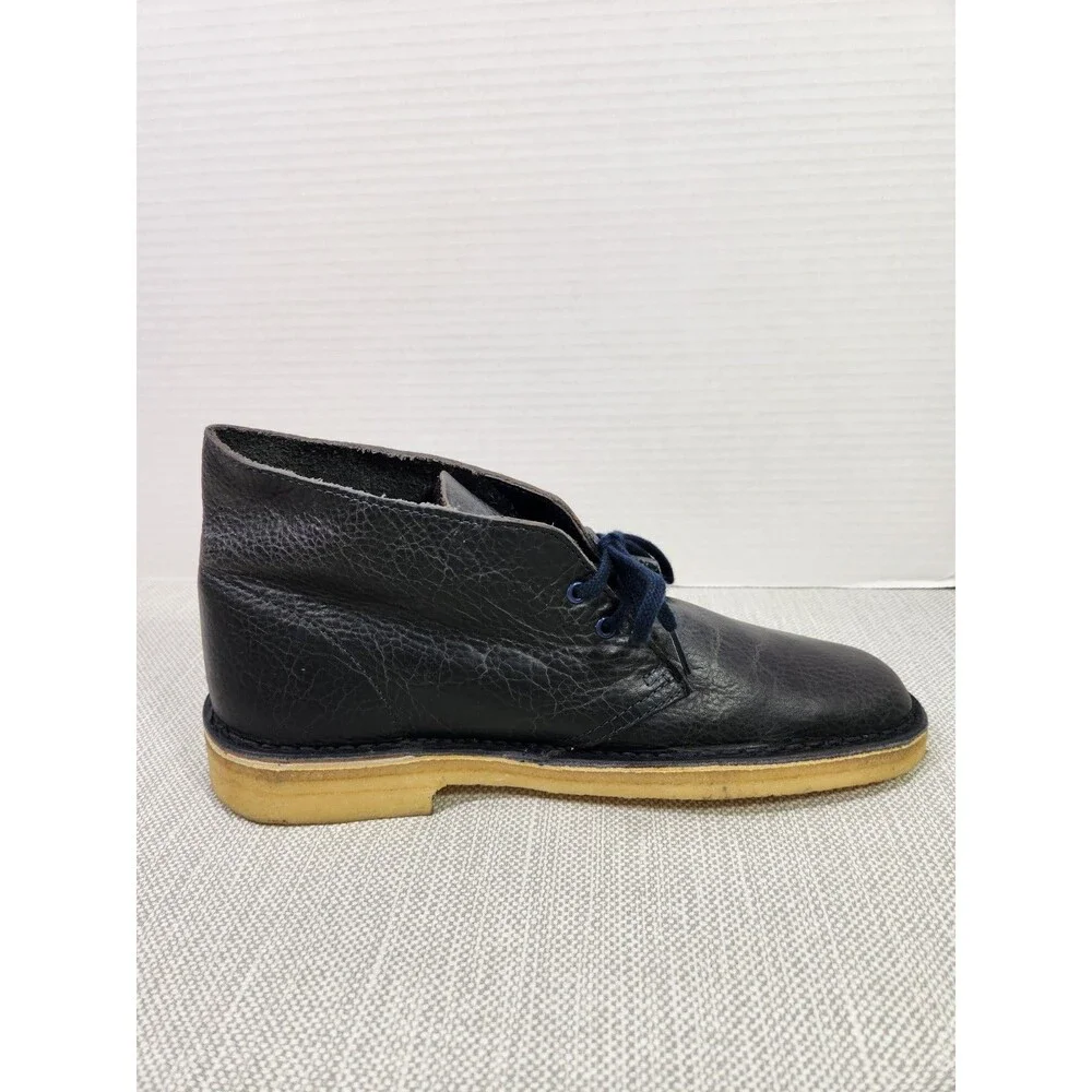 Clarks Originals 7.5 M Desert Boots Navy Blue Leather Chukka Crepe Soles 12780